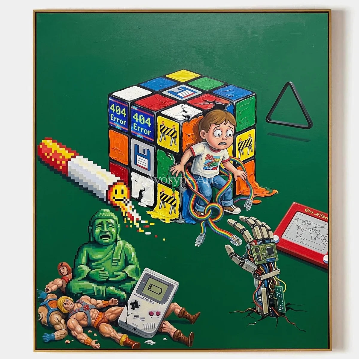 Warm Interval, hand-painted surreal scene wall art by Declan O’Brien
