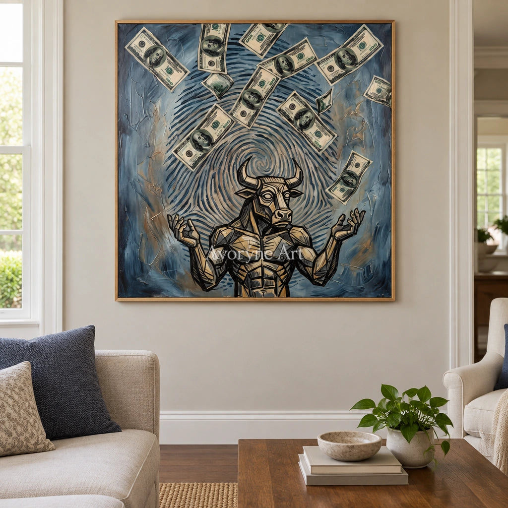 Clear Solace surreal scene wall art with a wood frame in a villa living space