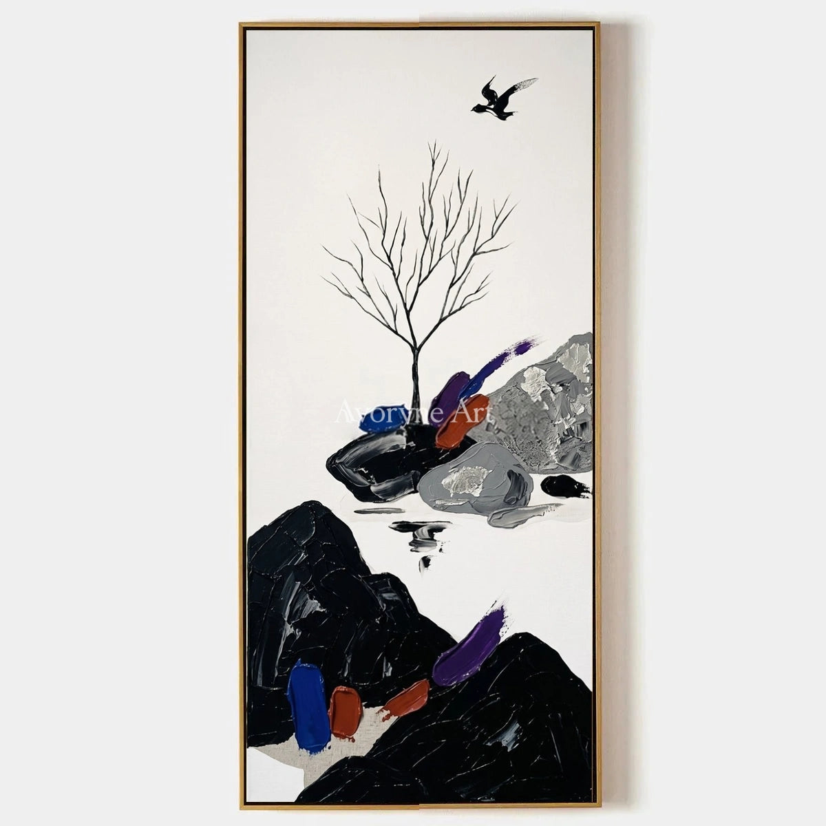 Misted Refrain, hand-painted surreal stone landscape wall art by Declan O’Brien