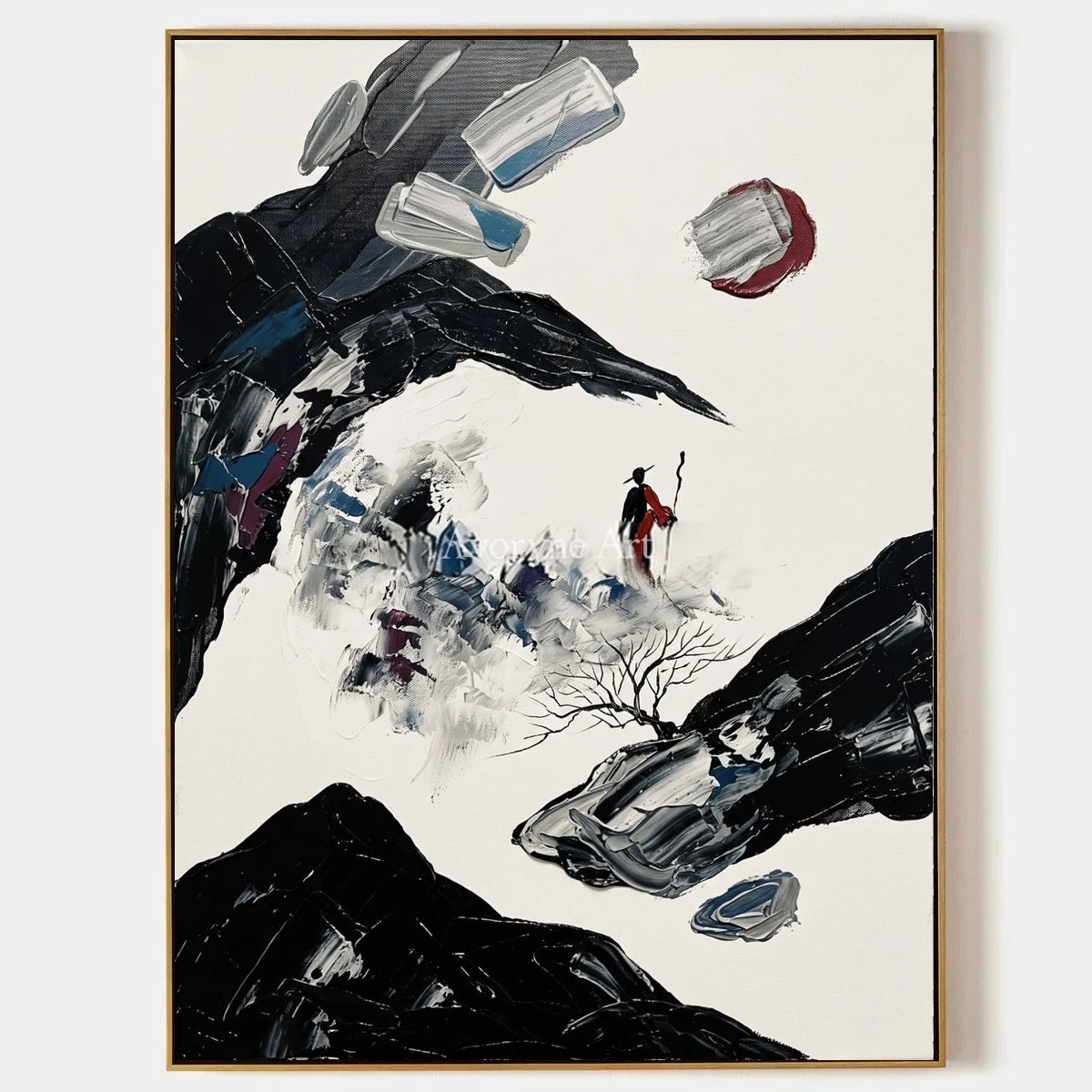 Misted Drift, hand-painted surreal stone landscape wall art by Declan O’Brien