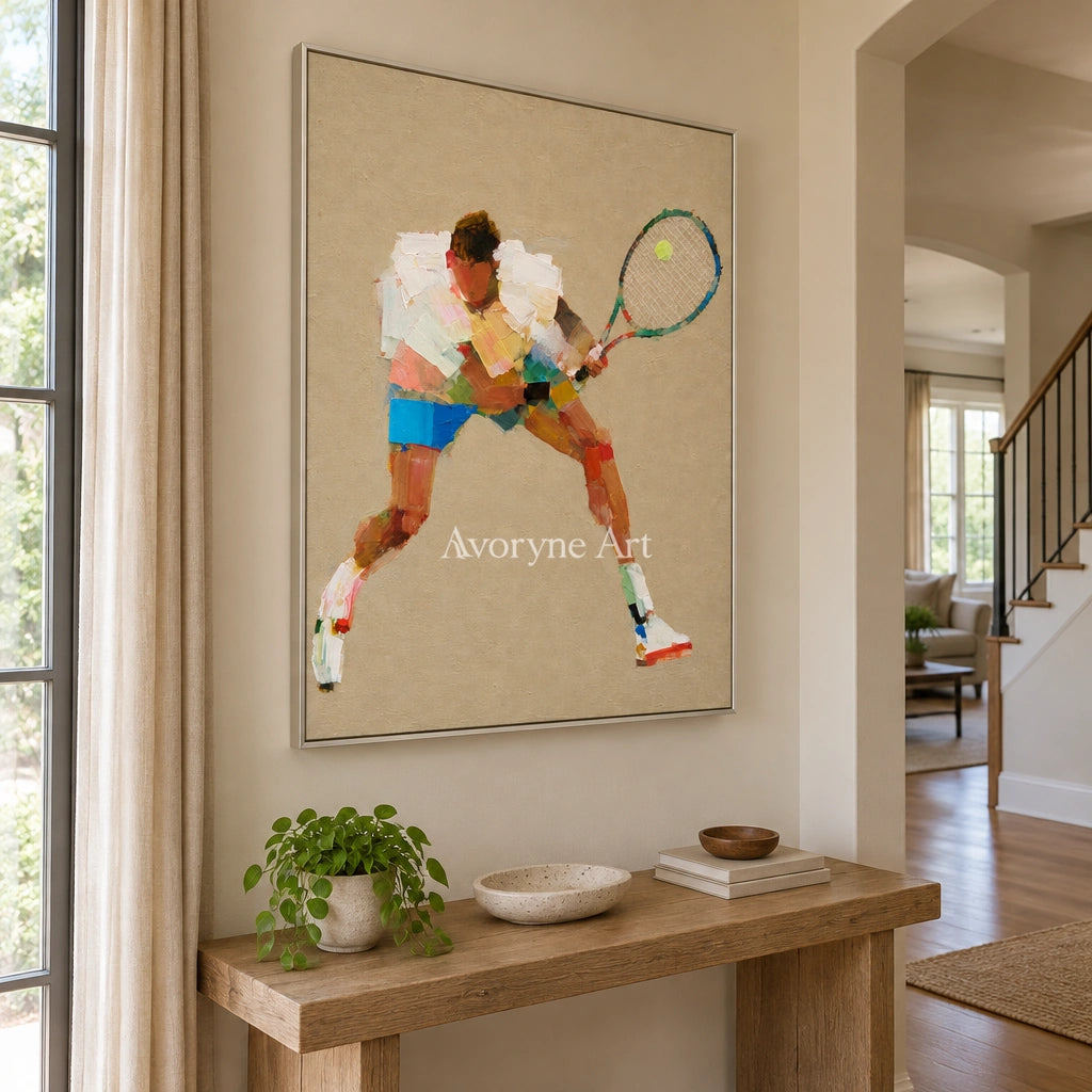 Ivory Gentle Meadow: Tennis Figure Art — entry silver