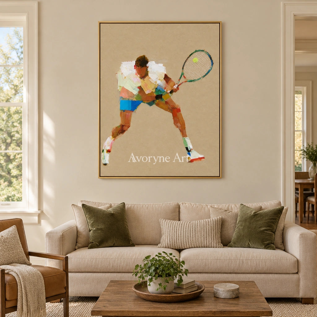 Ivory Gentle Meadow: Tennis Figure Art — living gold
