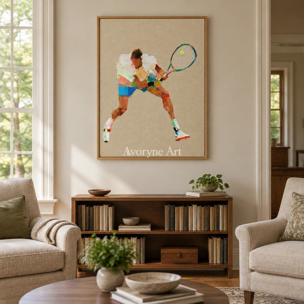 Ivory Gentle Meadow: Tennis Figure Art — villa wood
