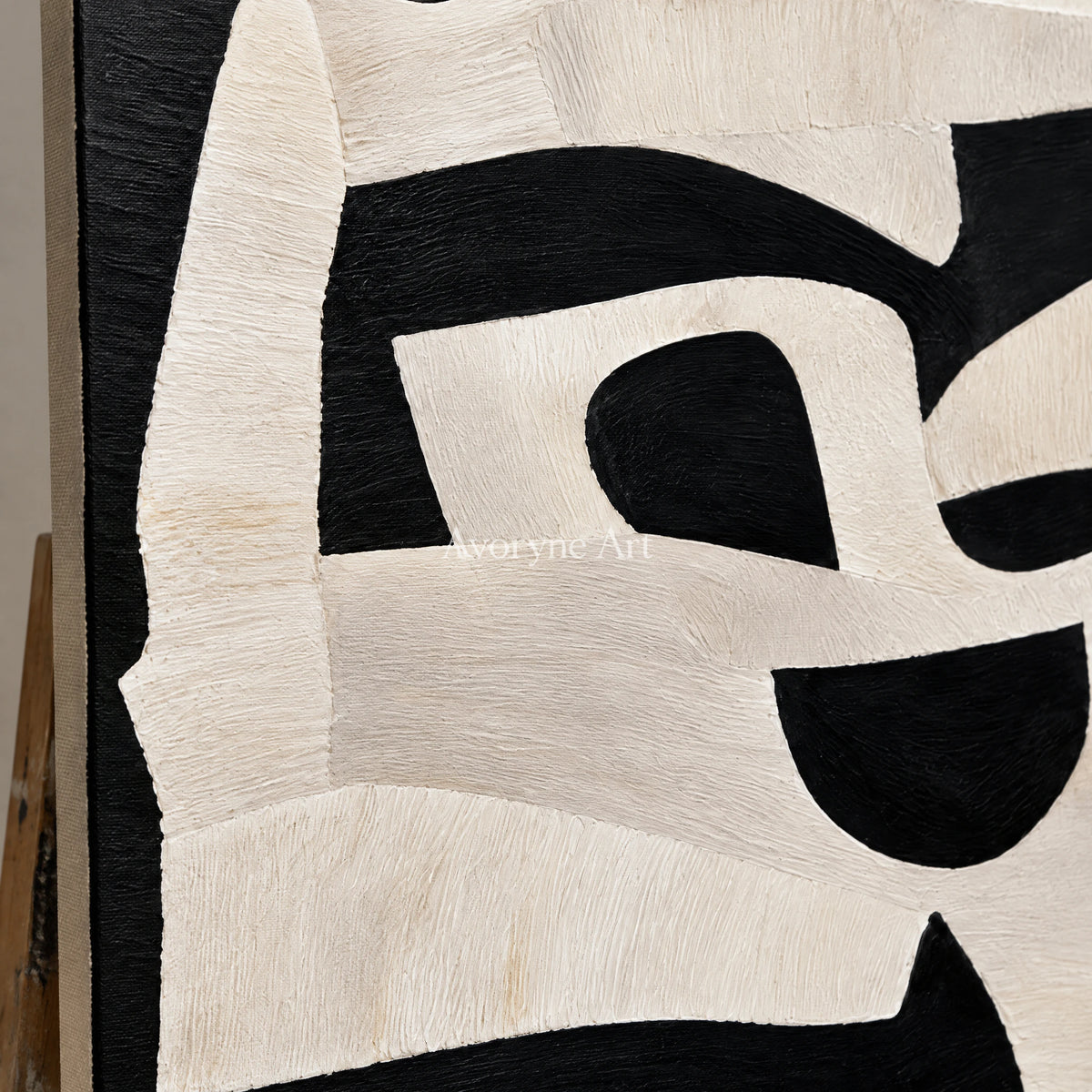 Midnight Fold: Textured Abstract Panorama Wall Art — detail easel
