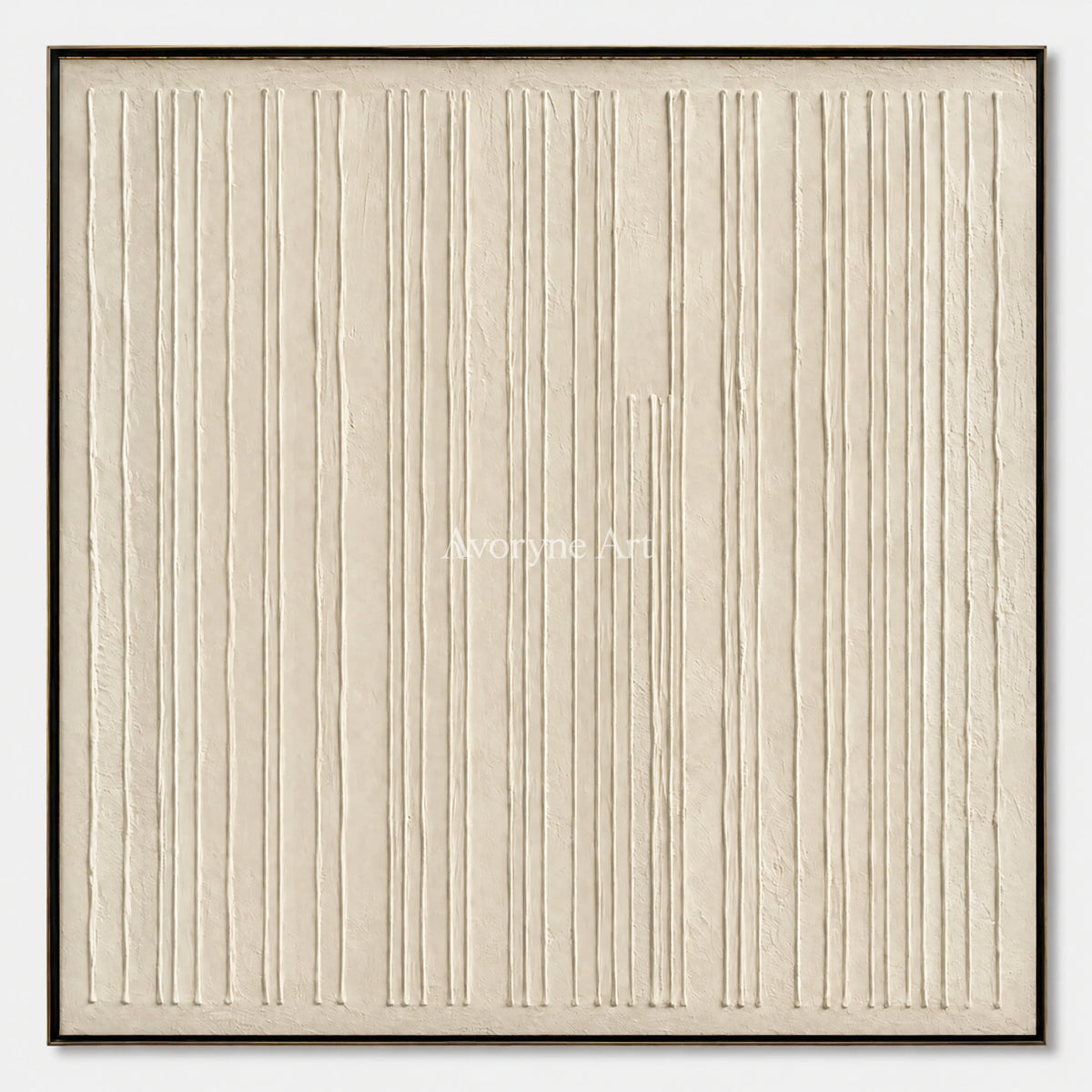 Ivory Rhythm: Textured Beige Linear Relief Wall Art — primary