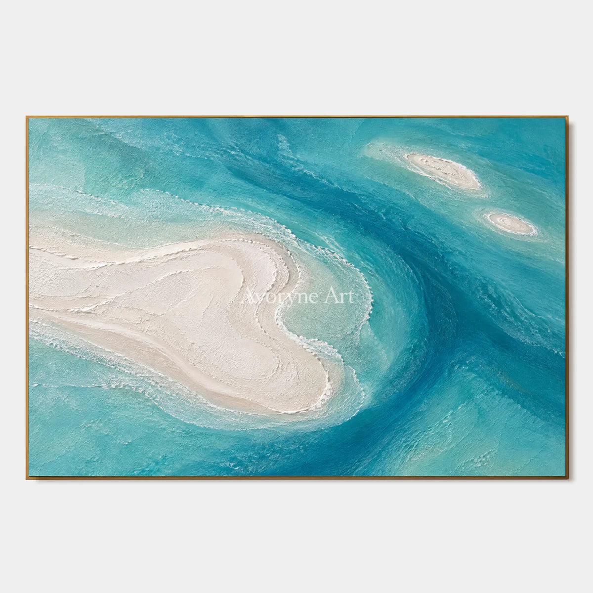 Azure Sandbars: Textured Blue Coastal Relief Wall Art — primary