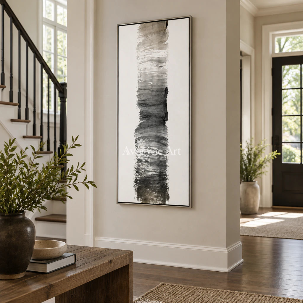Single Current: Textured Gray Brushstroke Wall Art — entry silver