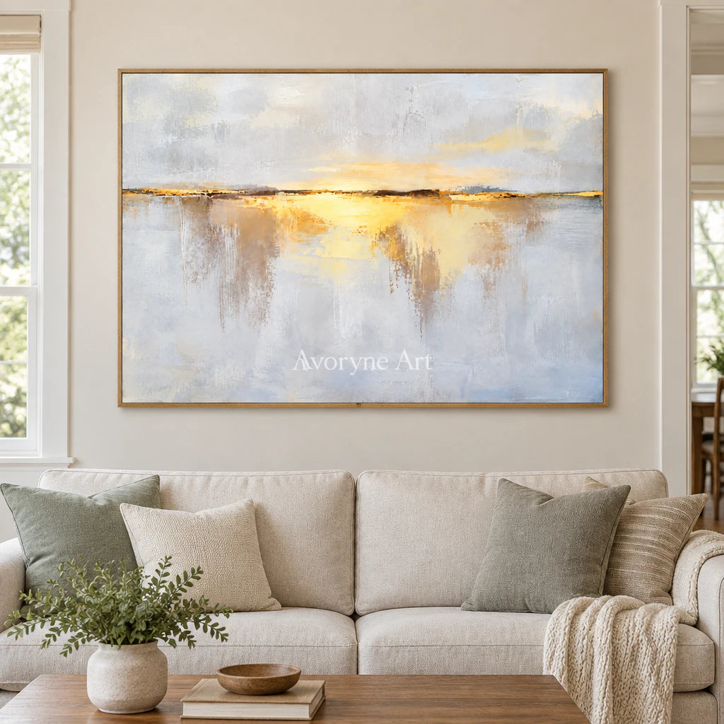 Golden Interval: Textured Horizon Panorama Wall Art — villa wood