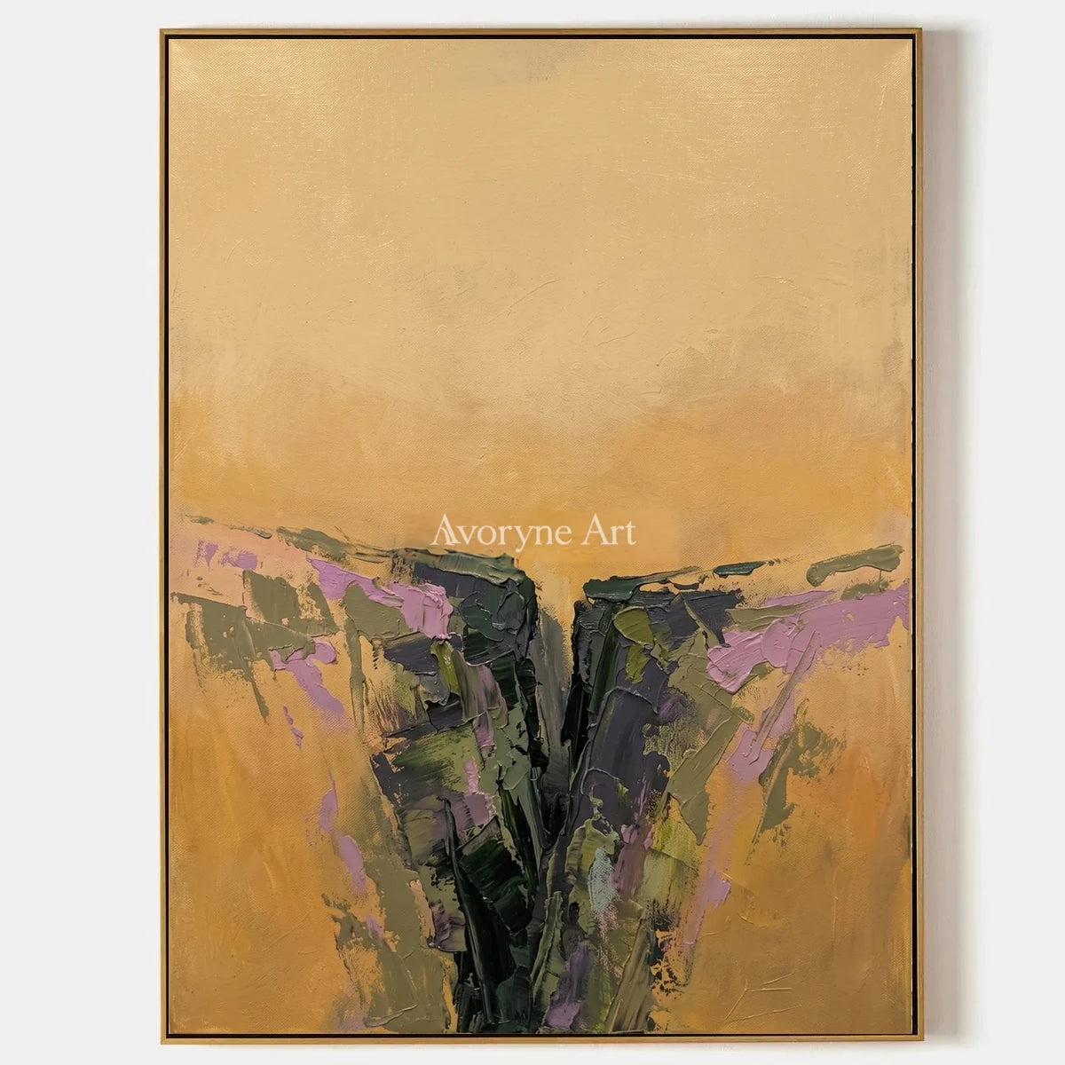 Pale Reverberation, hand-painted textured landscape wall art by Isabelle Marchand