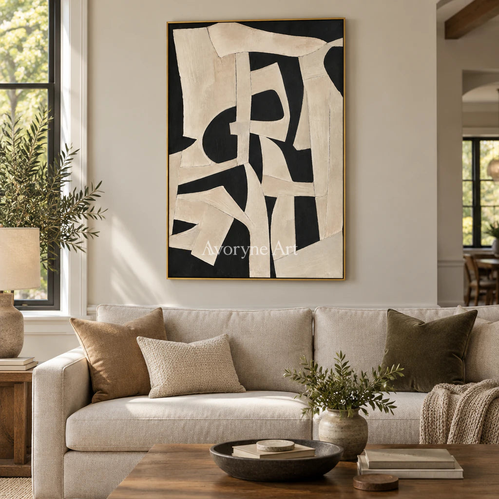 Obsidian Drift: Textured Monochrome Abstract Wall Art — living gold