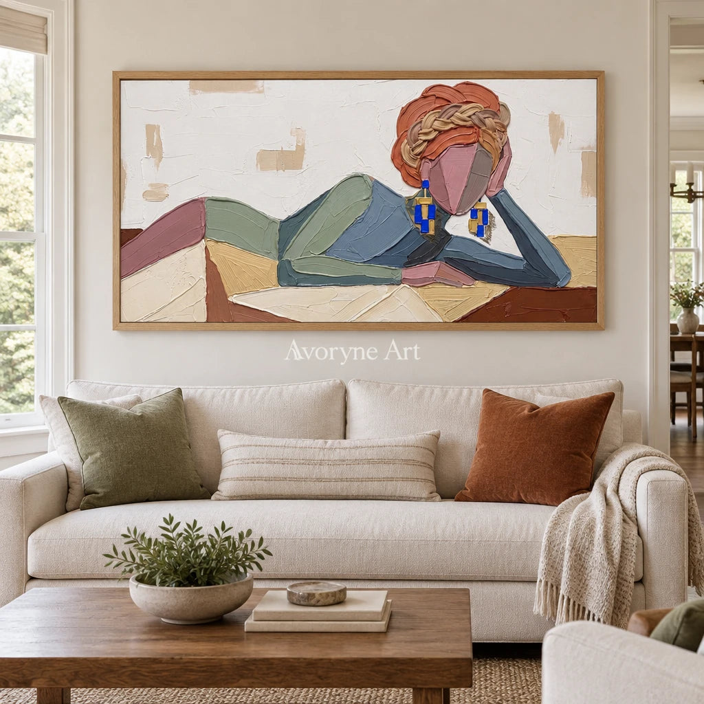 Verdant Prelude textured portrait wall art with a wood frame in a villa living space