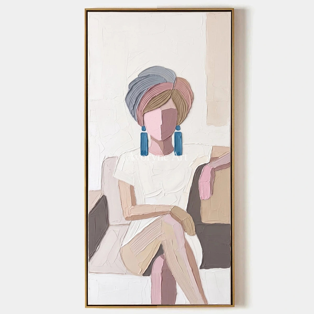 Verdant Story, hand-painted textured portrait wall art by Nadia Tan