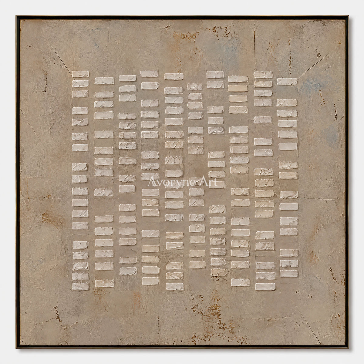 Linen Marks: Textured Wabi-Sabi Beige Relief Wall Art — primary