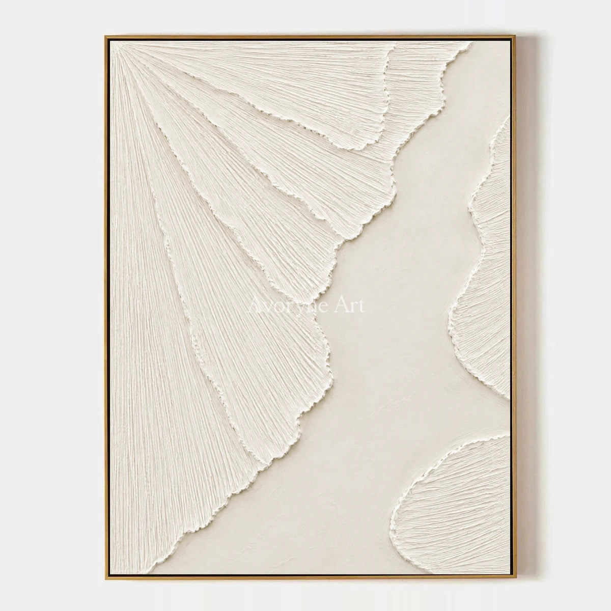 Ivory Fanways: Textured White Grooved Relief Wall Art — primary