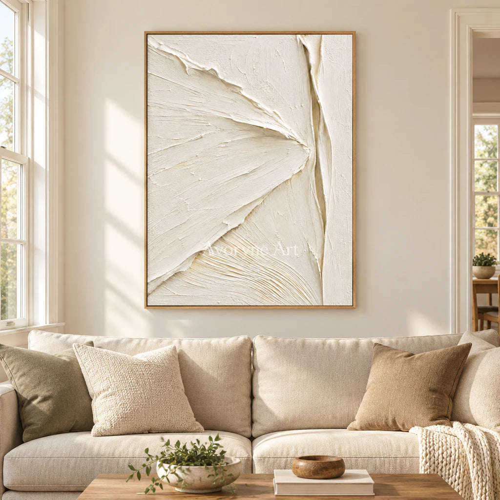 Ivory Planes: Textured White Sculptural Relief Wall Art — villa wood