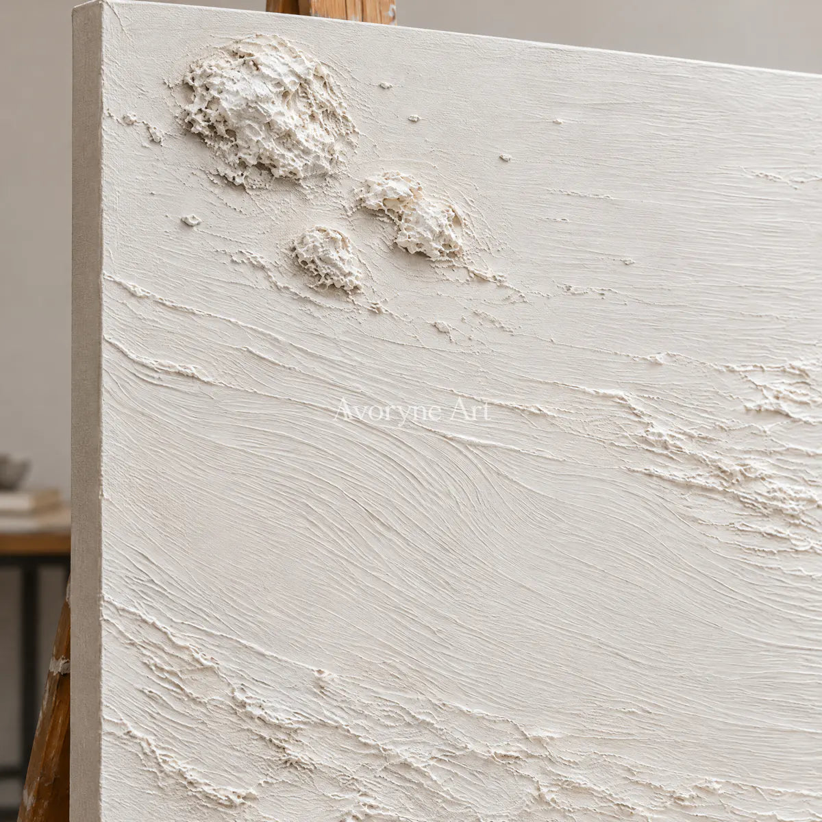 Pale Fragments: Textured White Texture Diptych Wall Art — detail easel