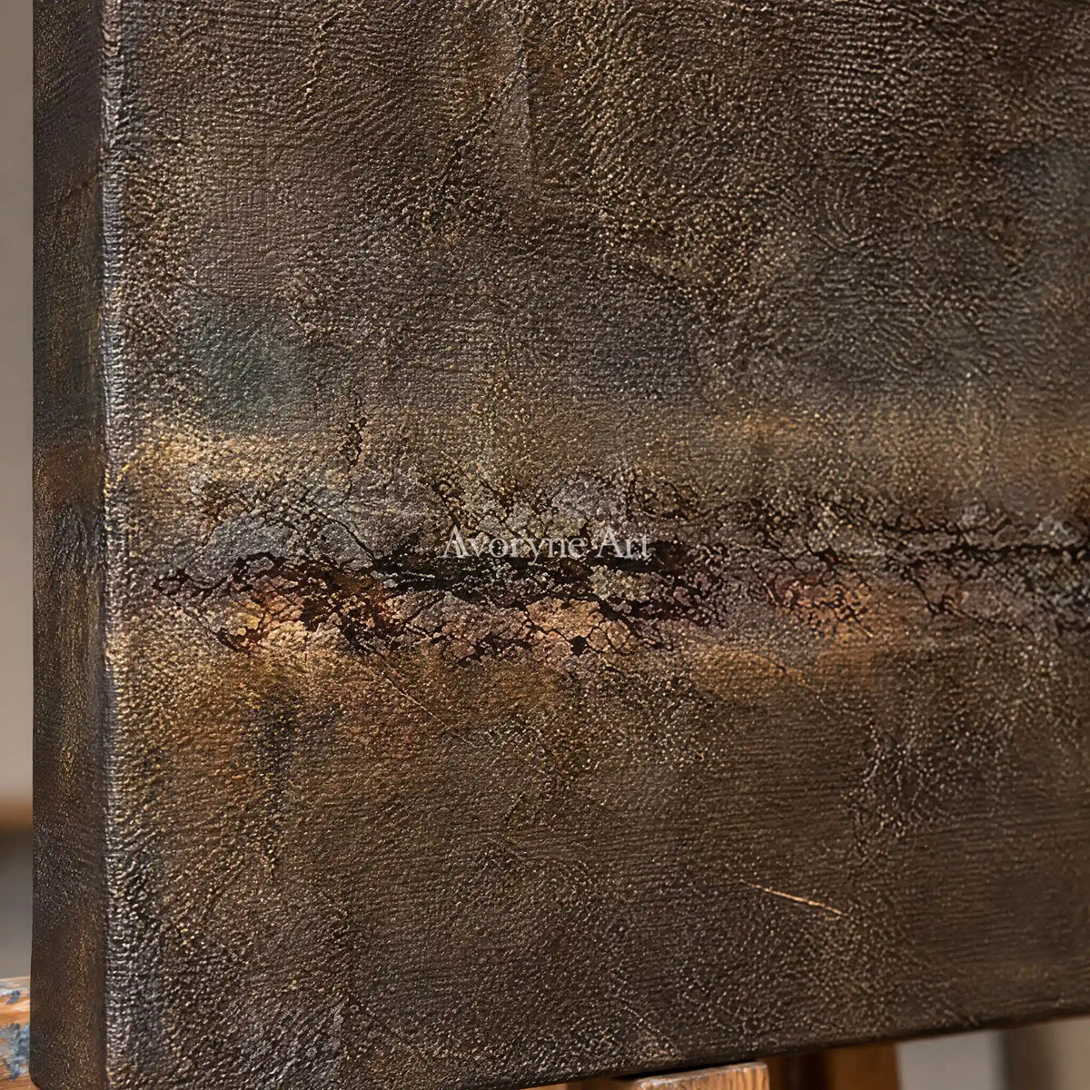 Aster Stillness: Umber Fissure Texture — detail easel