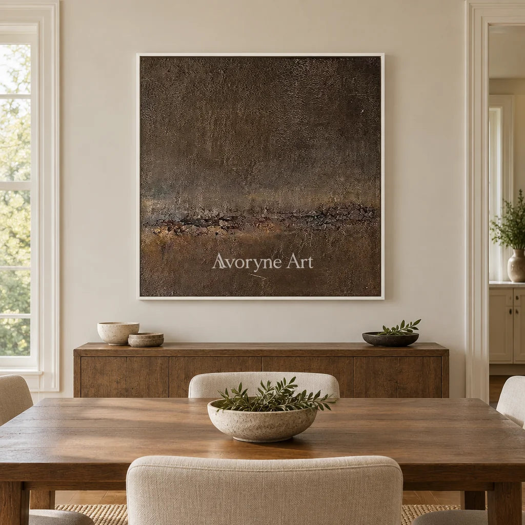 Aster Stillness: Umber Fissure Texture — dining white