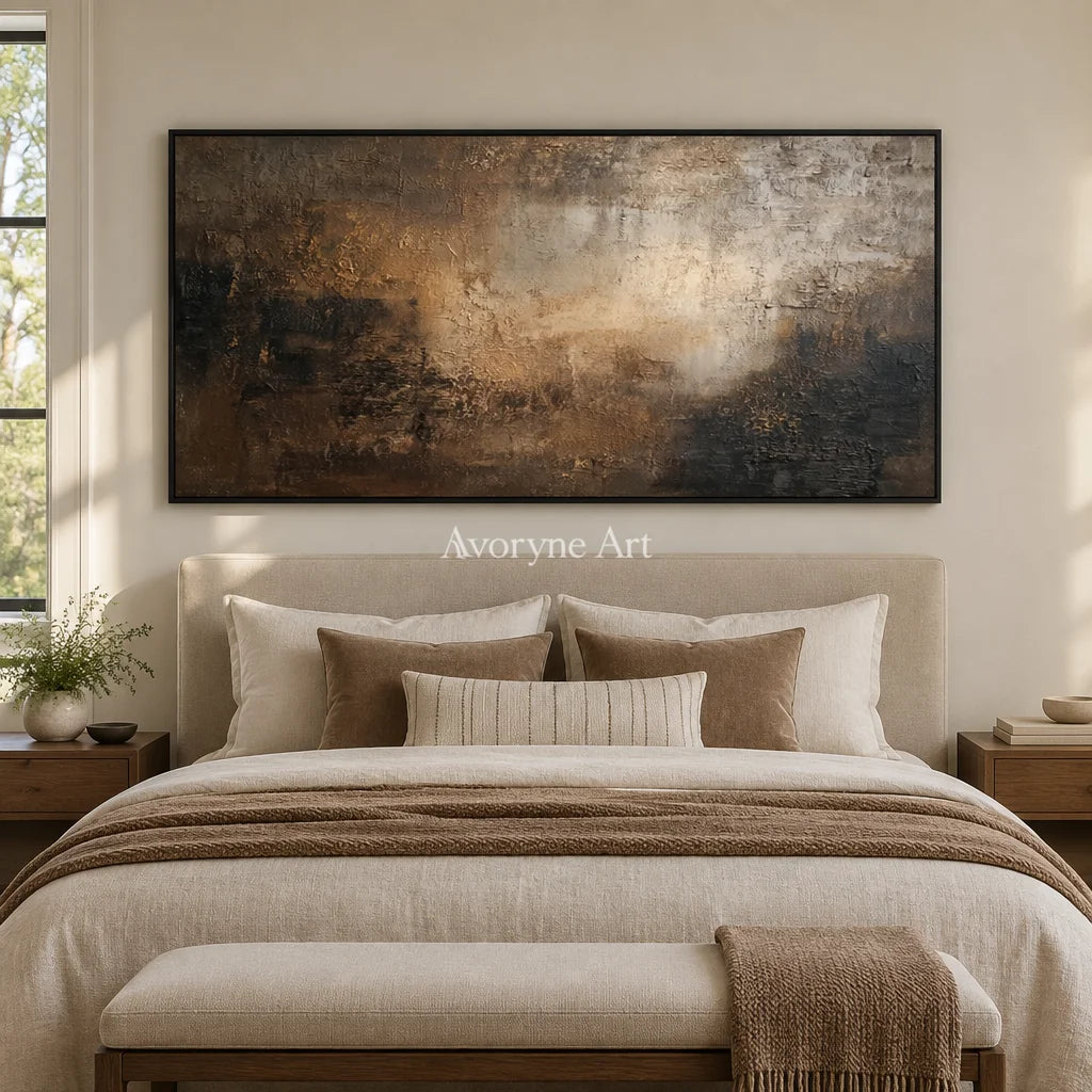 Aster Terrace: Umber Glow Abstract — bedroom black