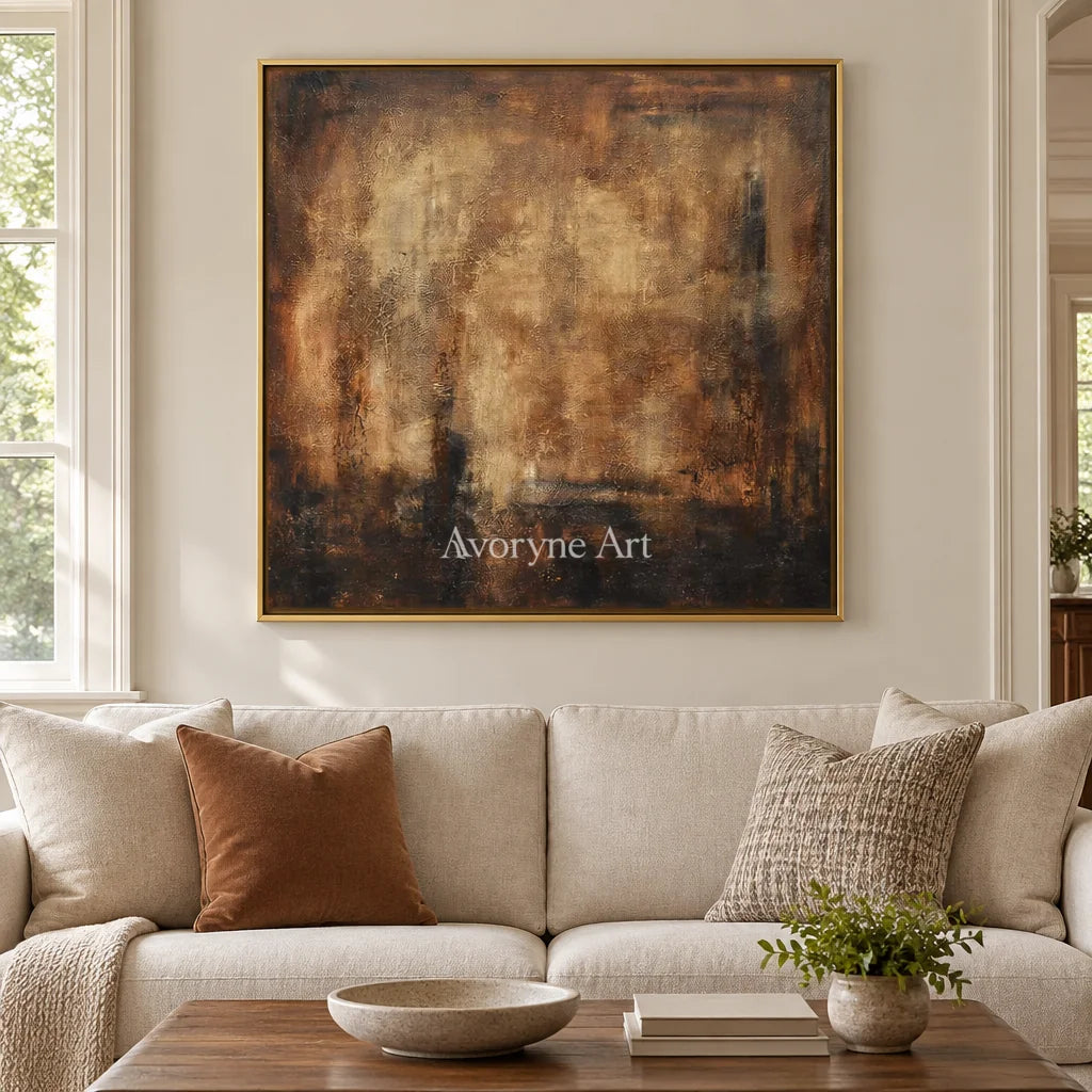 Aster Cove: Umber Glow Abstract — living gold