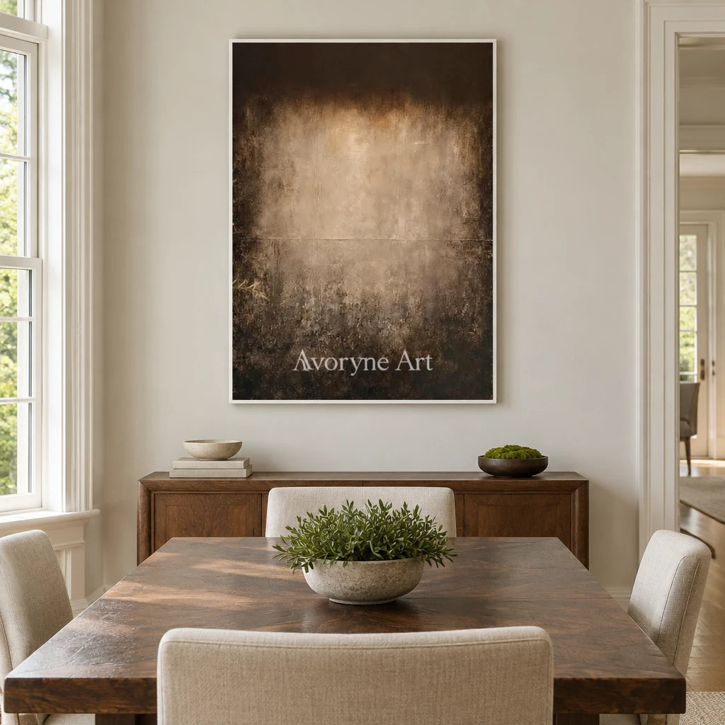 Aster Foam: Umber Glow Abstract — dining white