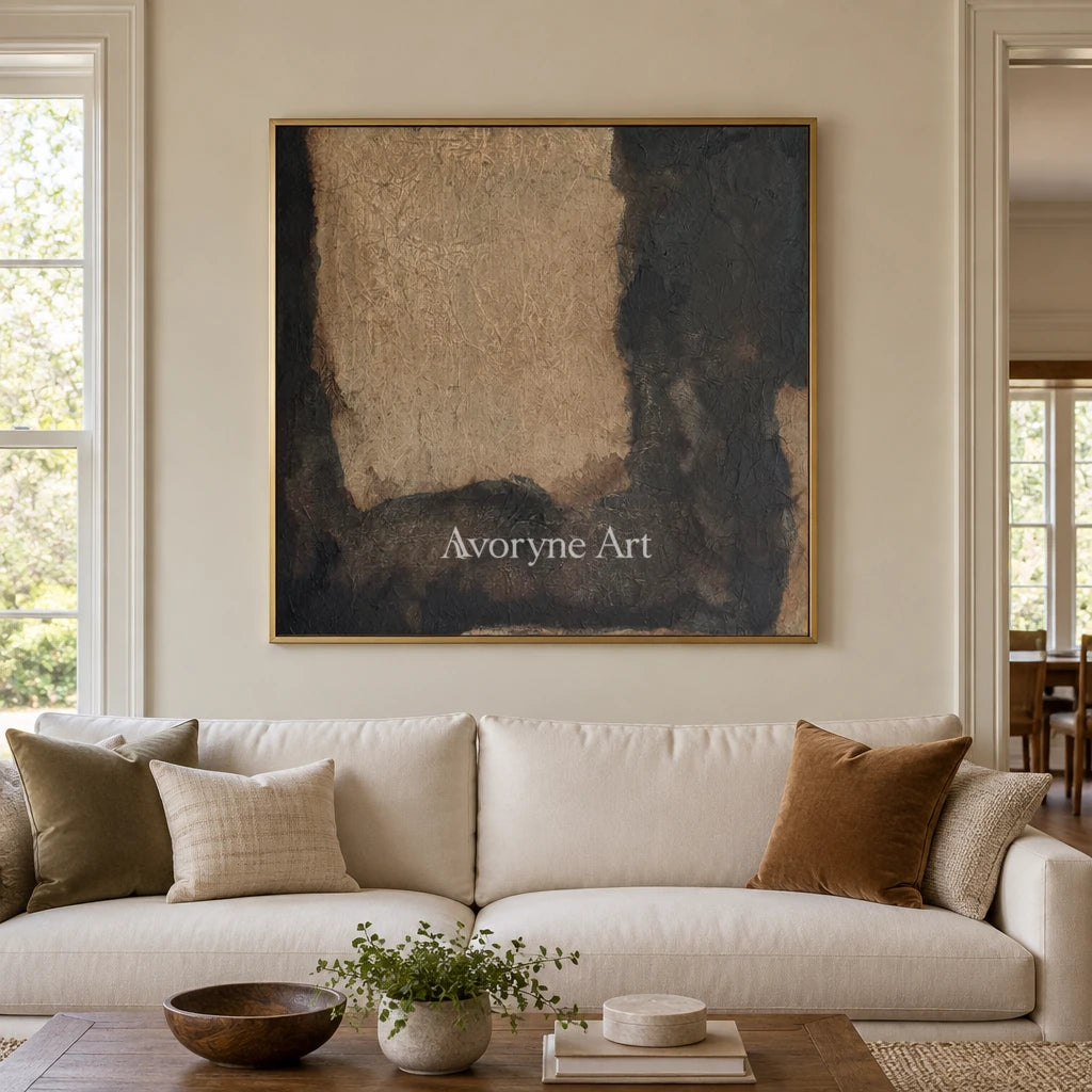 Aster Branch: Umber Glow Abstract — living gold