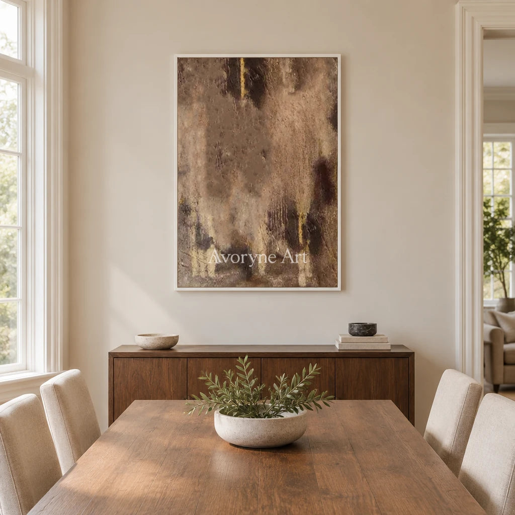 Aster Seed: Umber Glow Abstract — dining white