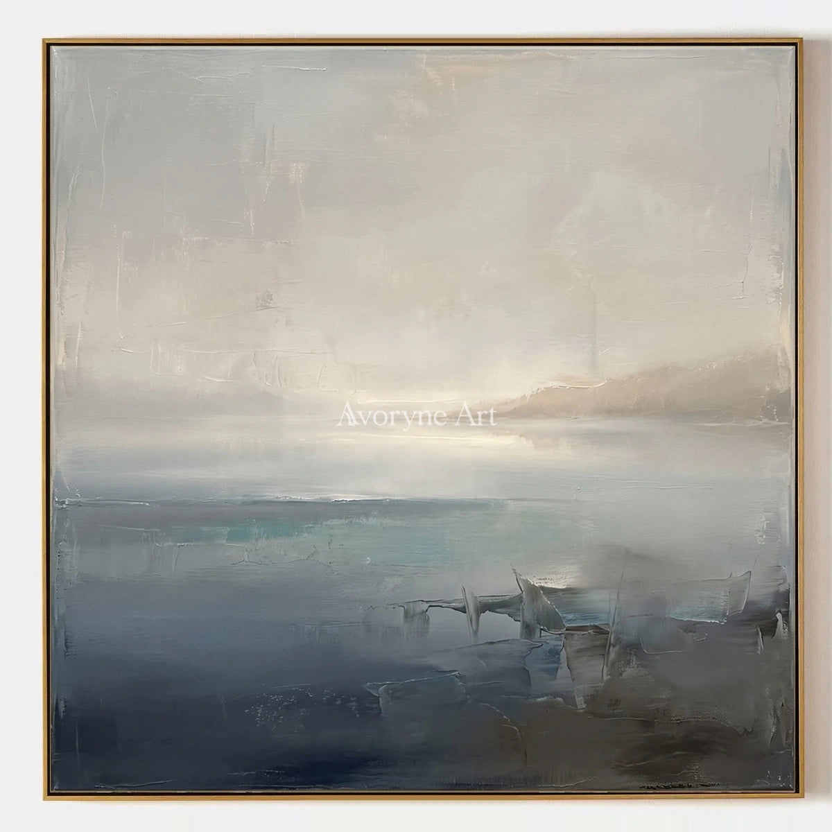 Winding Reverberation, hand-painted waterside landscape wall art by Ingrid Solberg