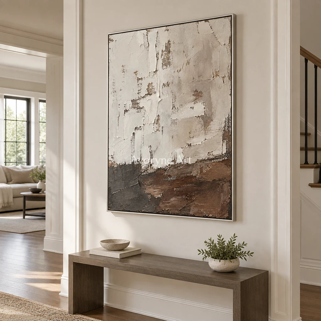 Ashhaven: Weathered Neutral Texture Wall Art — entry silver