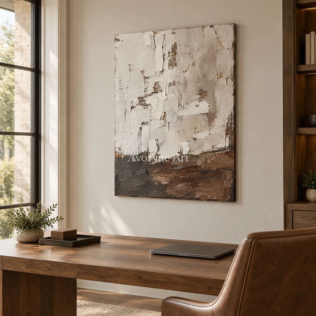 Ashhaven: Weathered Neutral Texture Wall Art — office frameless