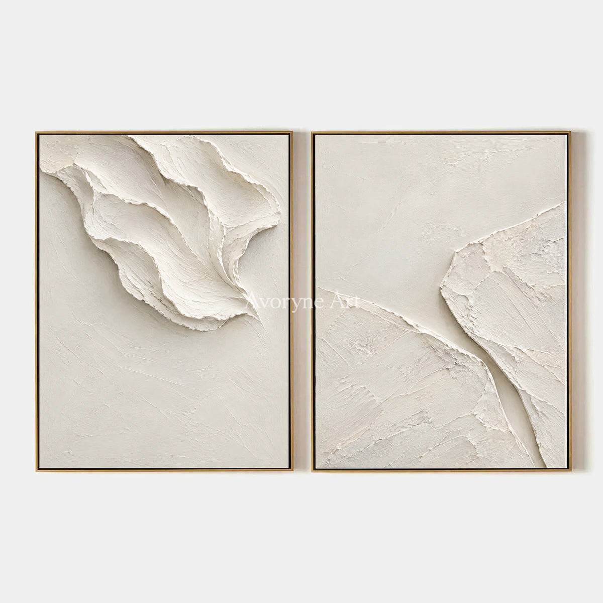 Folded Reverie: White Abstract Diptych Wall Art — primary
