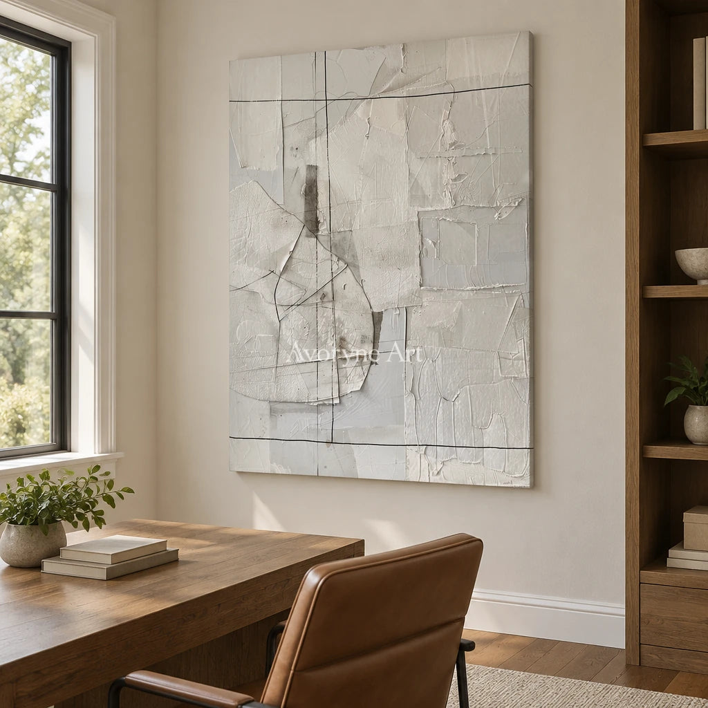 Aster Ribbon: White Block Texture — office frameless