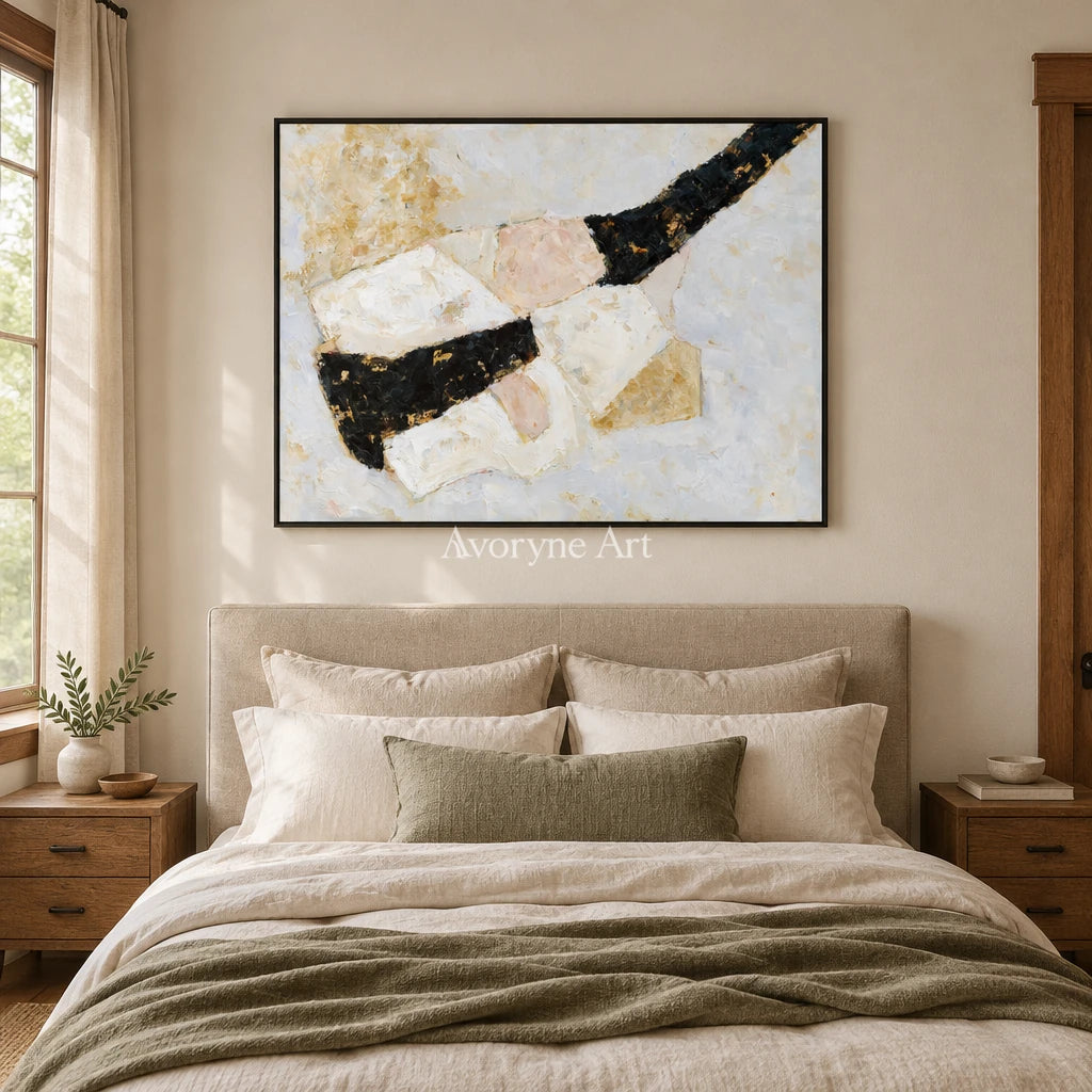 Ivory Open Prelude: White Block Texture — bedroom black