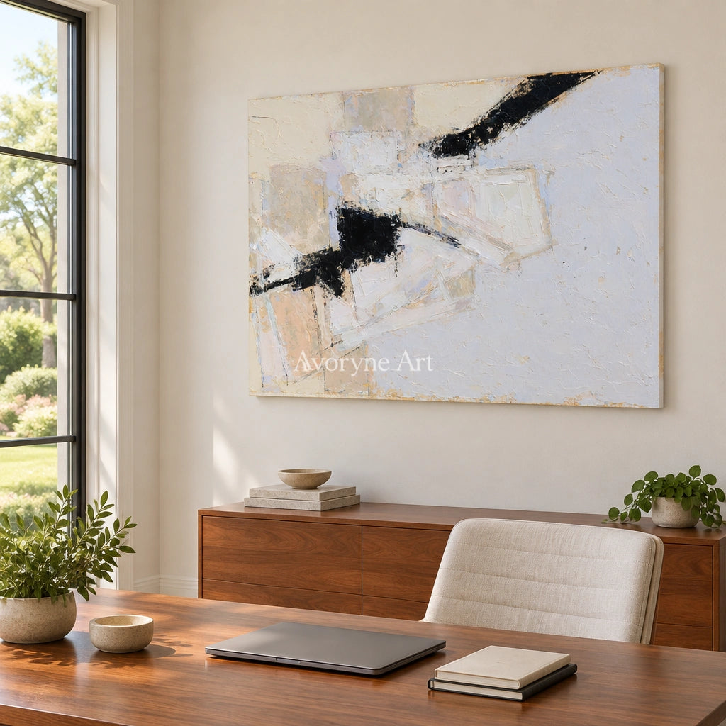 Ivory Gentle Refrain: White Block Texture — office frameless