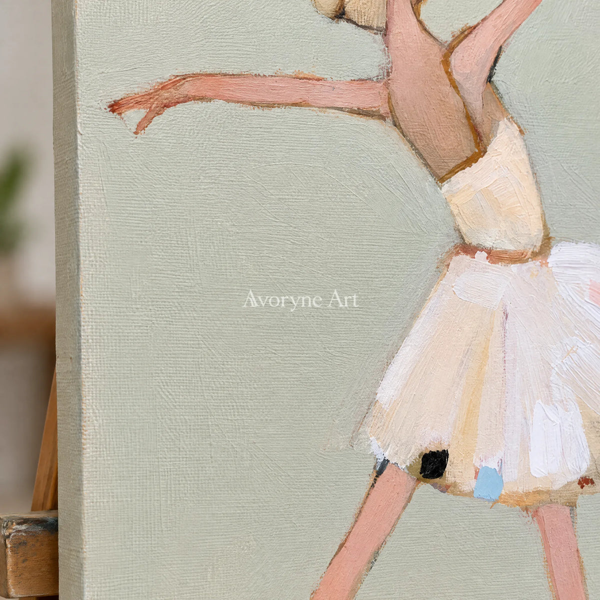 Ivory Gentle Gesture: White Dress Dancer — detail easel