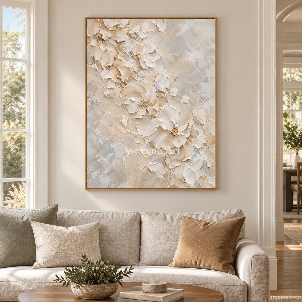 Petalcloud: White Floral Relief Wall Art — villa wood