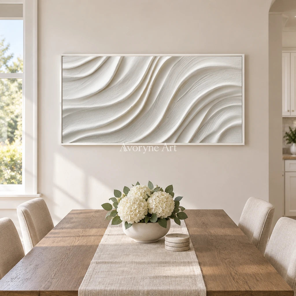 Aster Clover: White Flow Relief — dining white