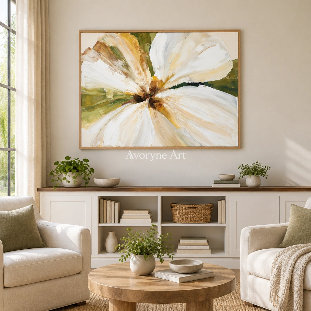 Ivory Winding Rhythm: White Flower Art — villa wood