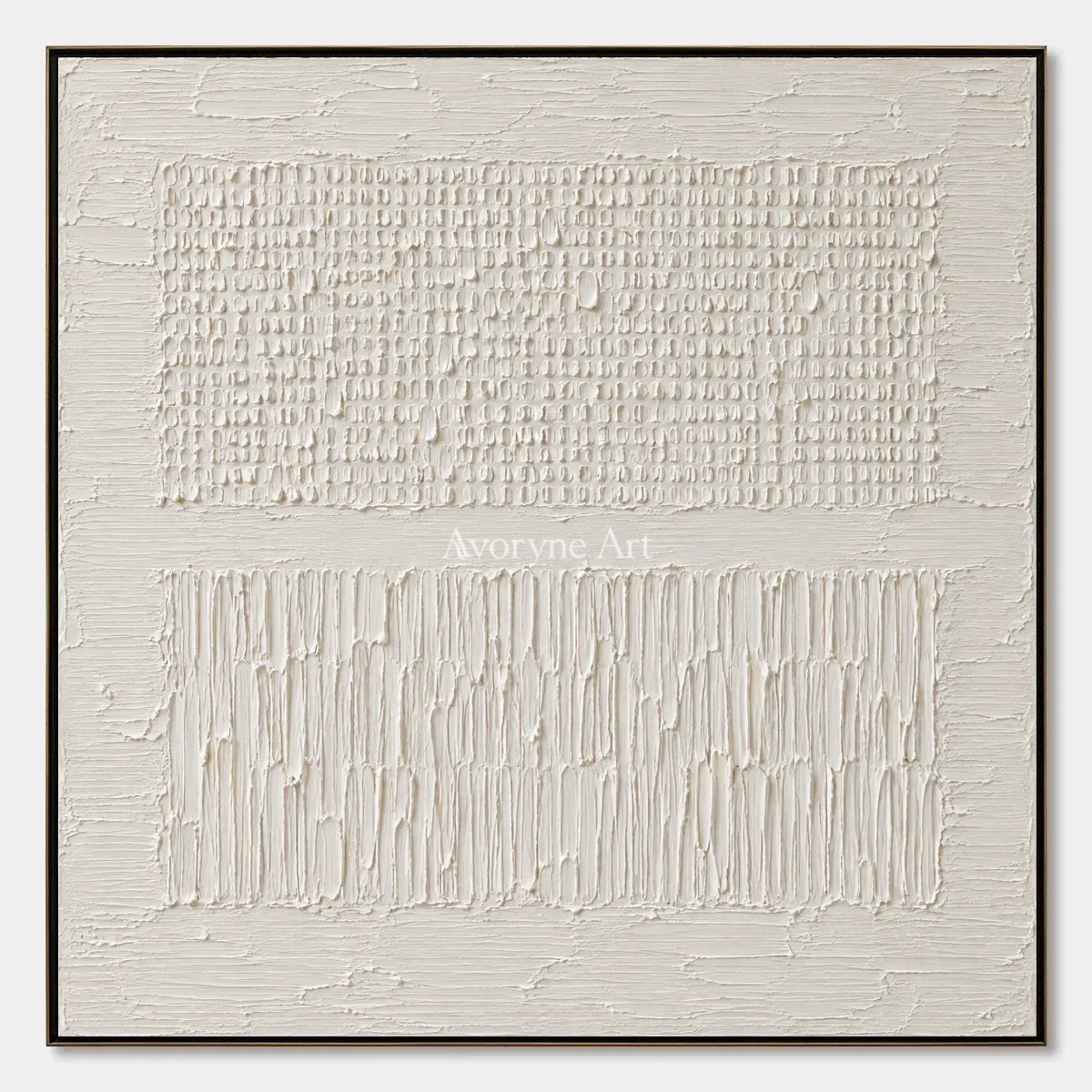 Pale Framework: White Grid Relief Wall Art — primary