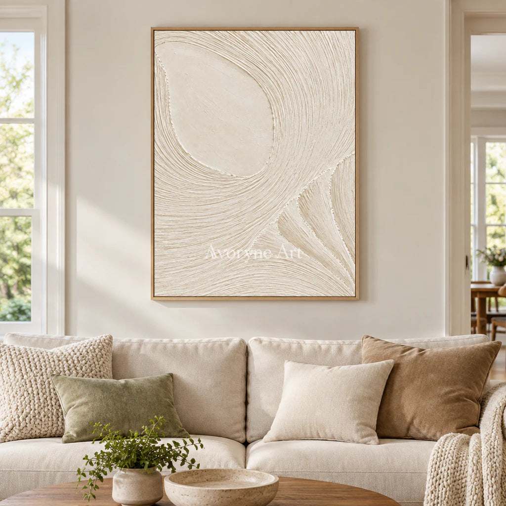 Ivory Circulation: White Grooved Relief Wall Art — villa wood