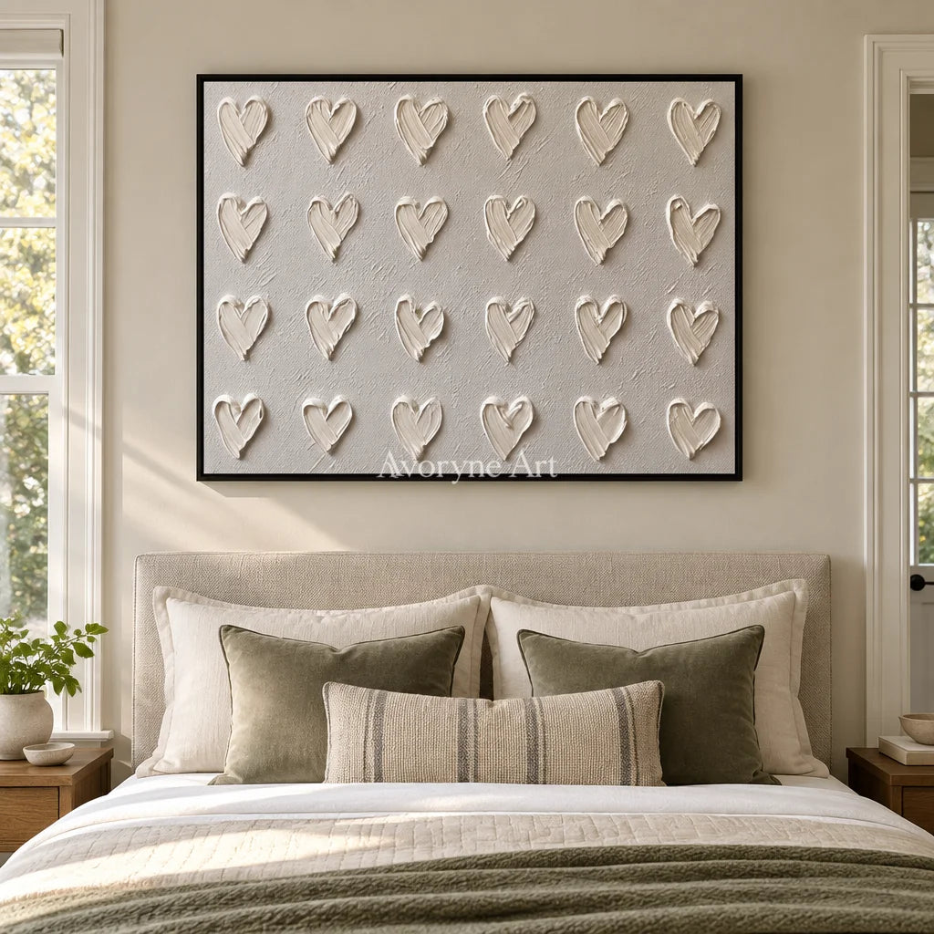 Aster Lotus: White Heart Relief — bedroom black