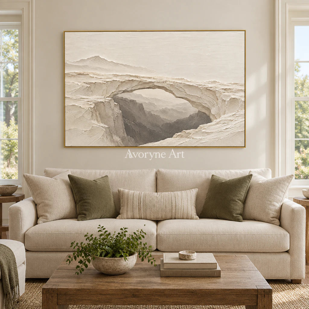 Stonebridge Quiet: White Landscape Relief Wall Art — living gold