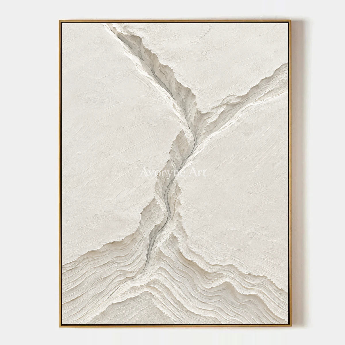 Glacial Channels: White Landscape Relief Wall Art — primary