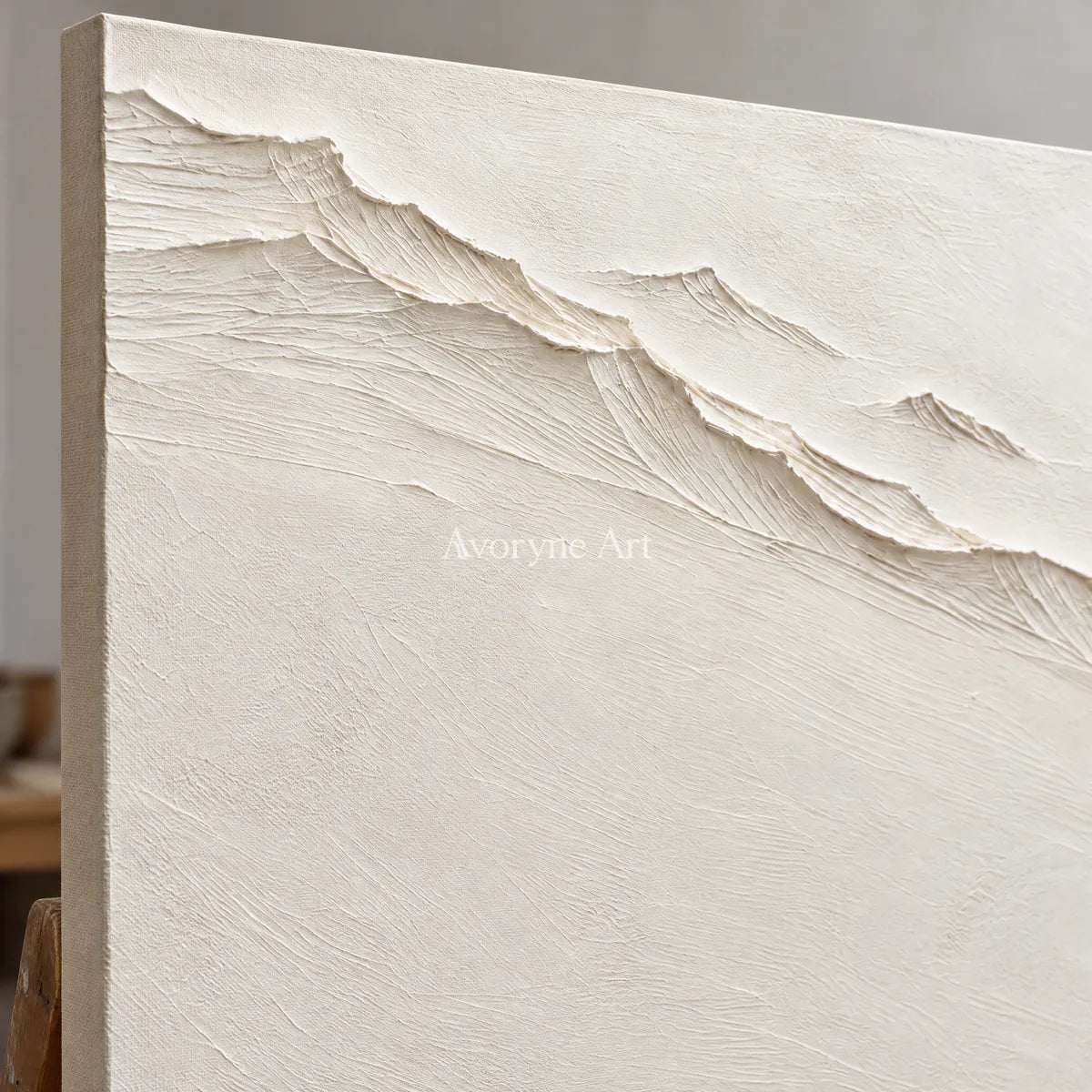 Pale Escarpment: White Landscape Relief Wall Art — detail easel