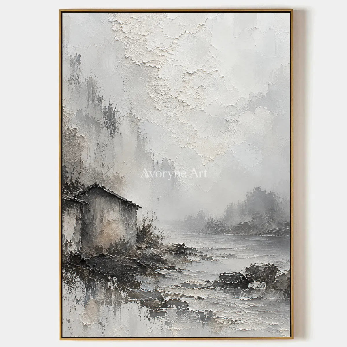 Mist Shelter: White Landscape Texture Art — primary