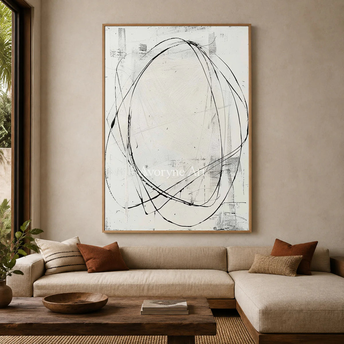Open Cadence: White Minimalist Line Wall Art — hotel wood