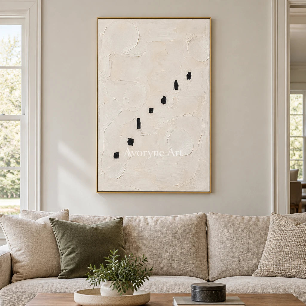 Seven Footfalls: White Minimalist Texture Art — living gold