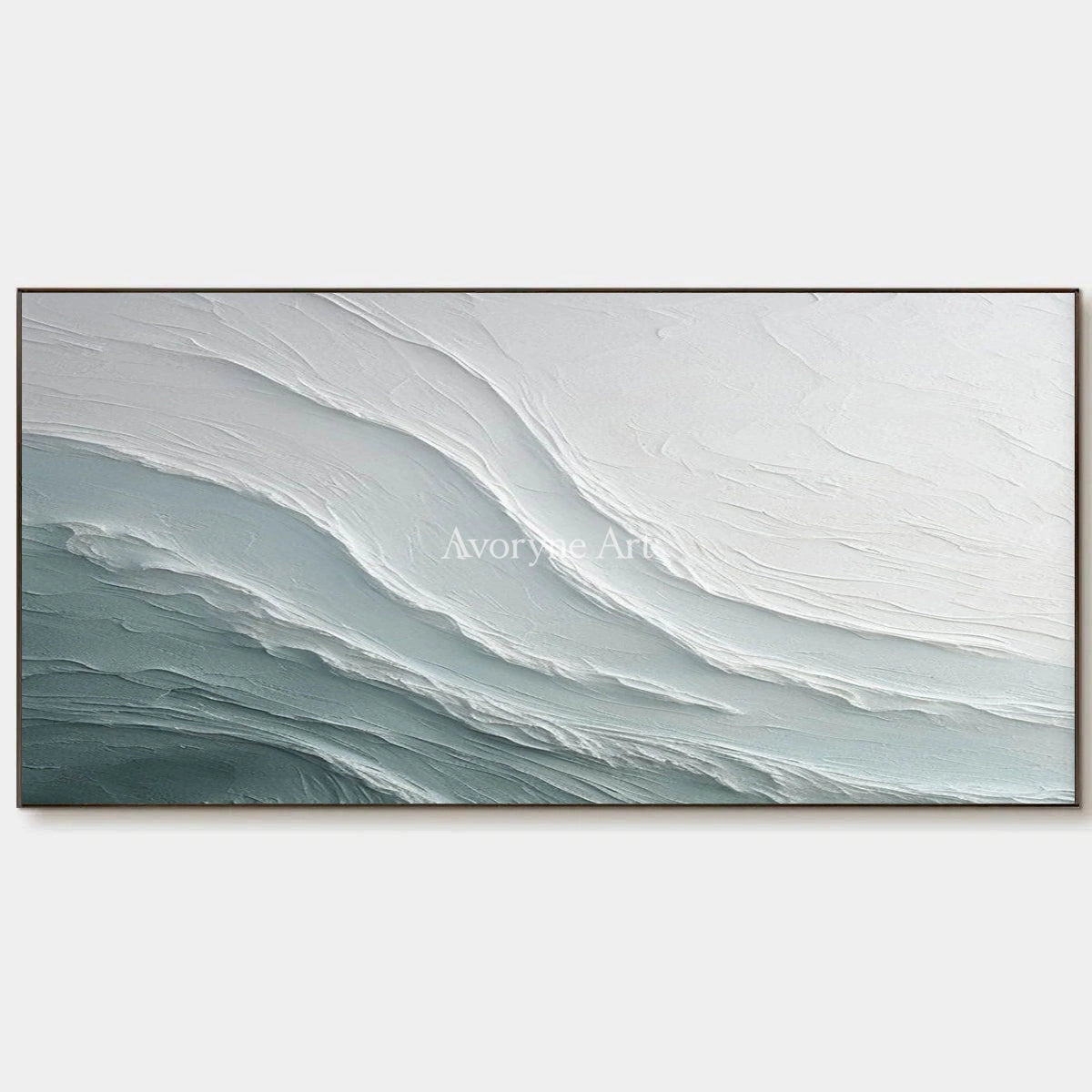 Seafoam Fold: White Panoramic Sculptural Wave Wall Art — primary