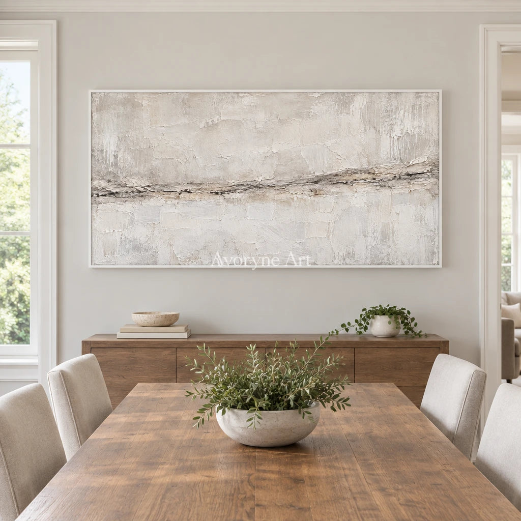 Chalk Fault: White Panoramic Texture Art — dining white