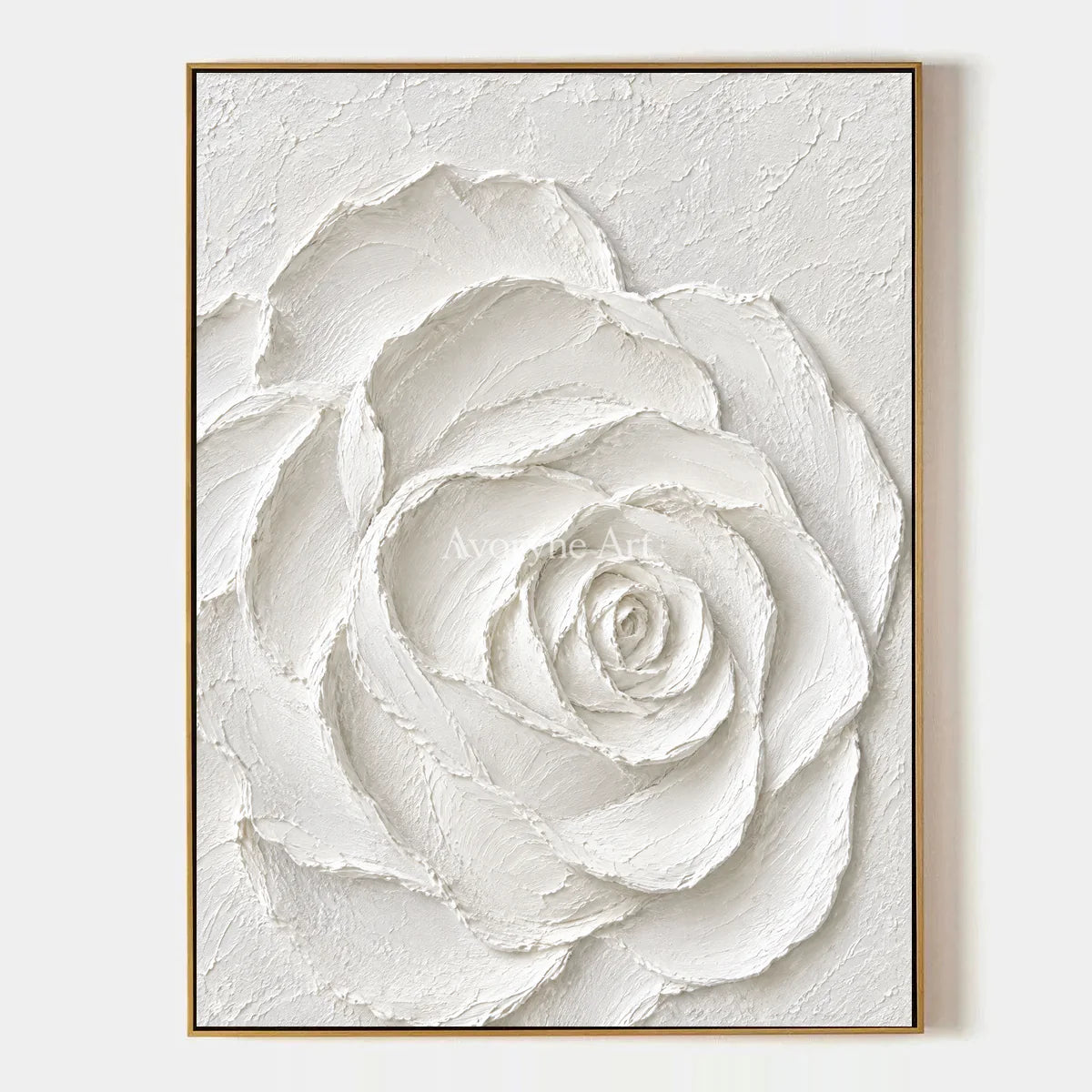 Rose in Chalk: White Rose Relief Wall Art — primary